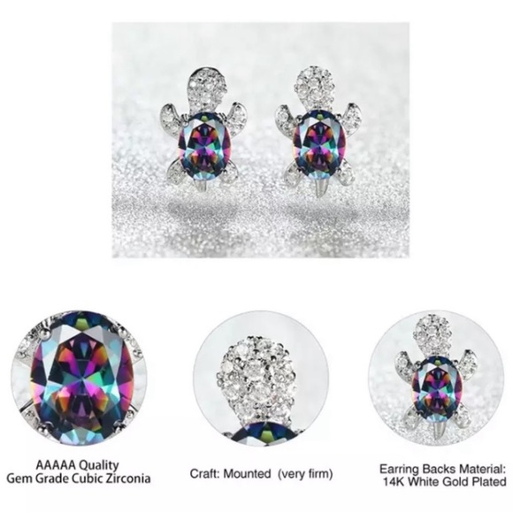 “Just Keep Swimming” Red Gemstone Turtle Diamond Sterling Silver Gift Necklace - Picture 6 of 12